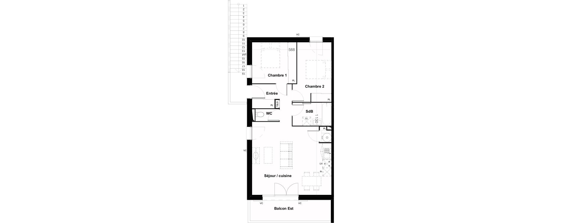 Appartement T3 de 64,71 m2 &agrave; Jard-Sur-Mer Centre