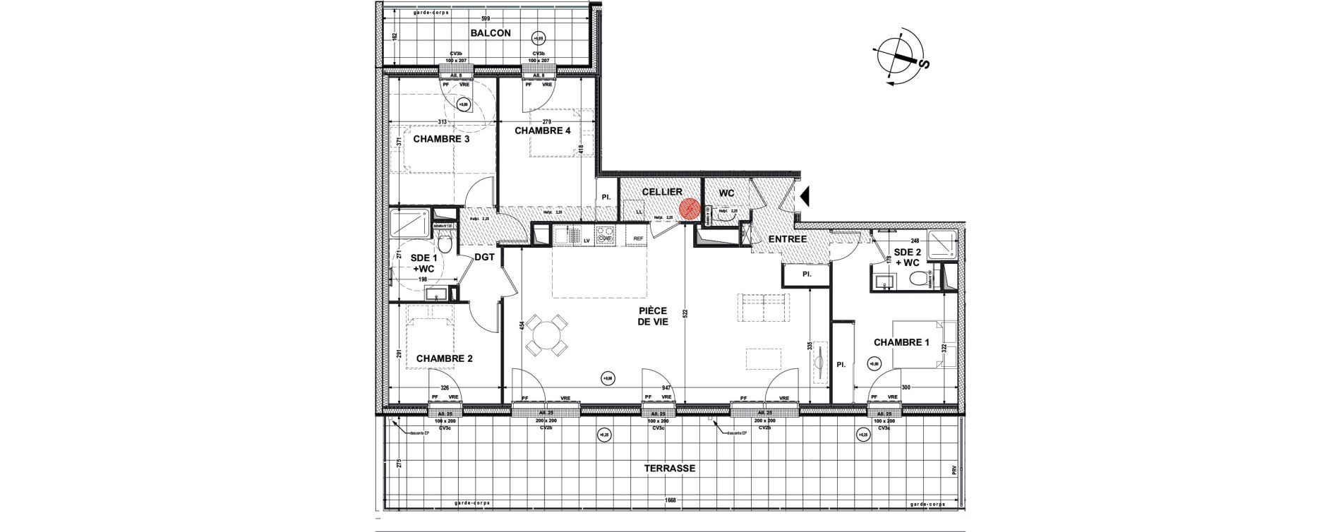 Appartement T5 de 112,97 m2 &agrave; La Roche-Sur-Yon Pentagone