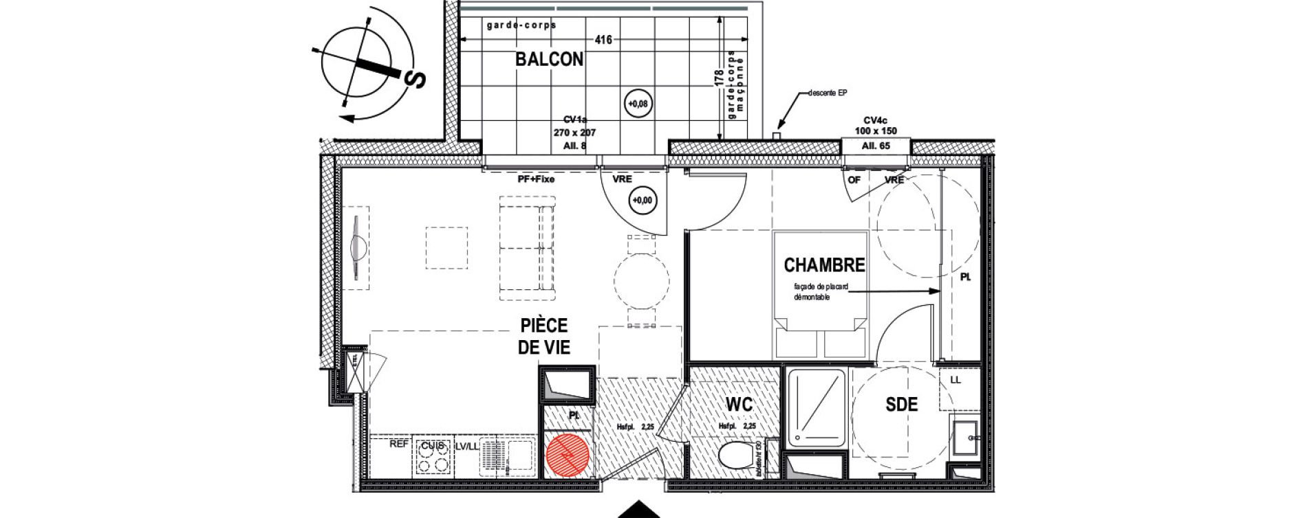 Appartement T2 de 39,17 m2 &agrave; La Roche-Sur-Yon Pentagone