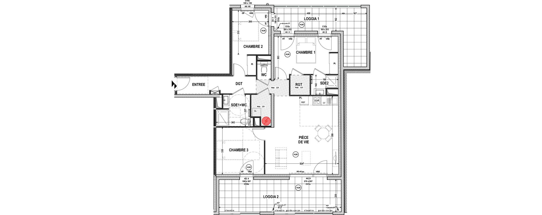 Appartement T4 de 85,08 m2 &agrave; La Roche-Sur-Yon Pentagone