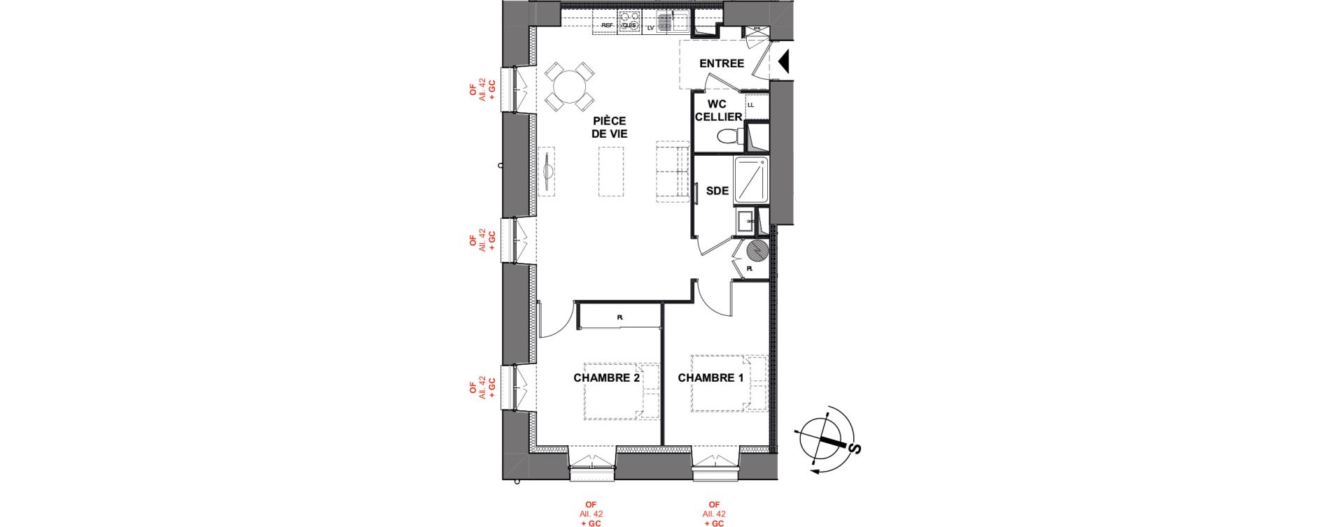 Appartement T3 de 58,57 m2 &agrave; La Roche-Sur-Yon Pentagone