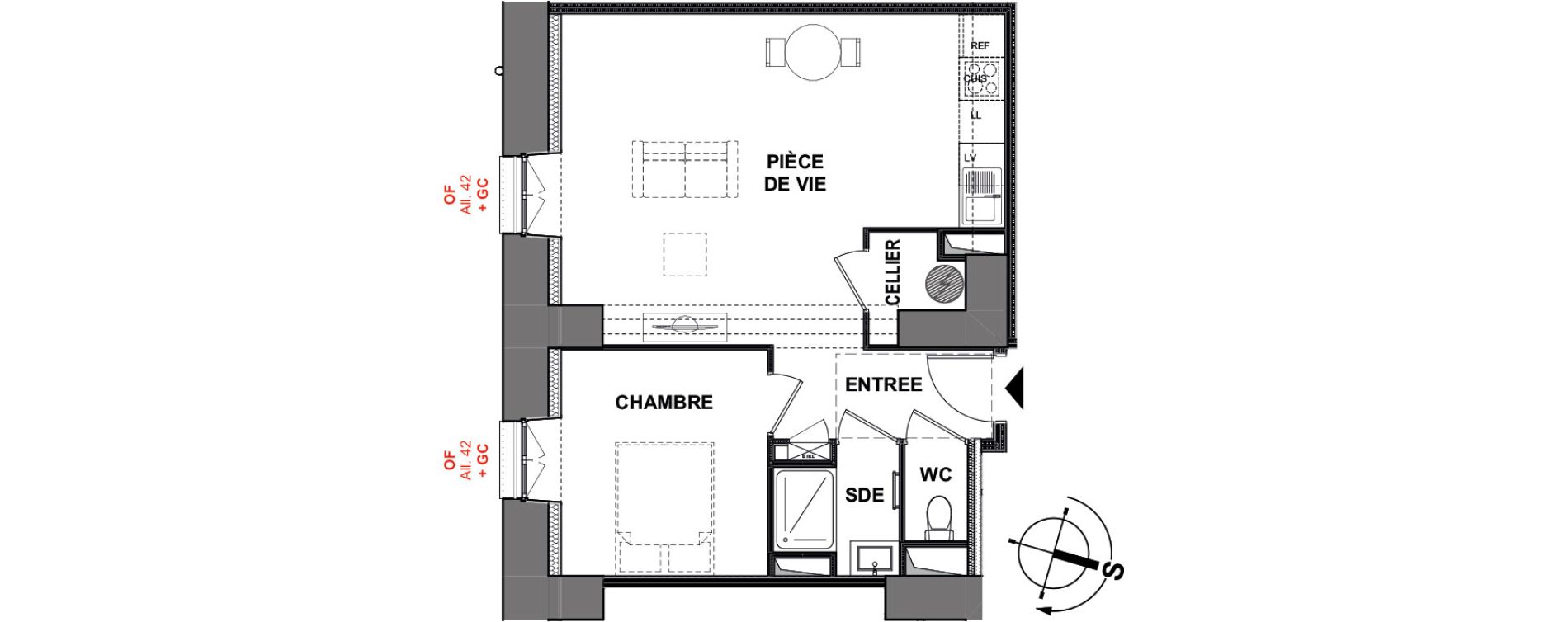 Appartement T2 de 45,31 m2 &agrave; La Roche-Sur-Yon Pentagone