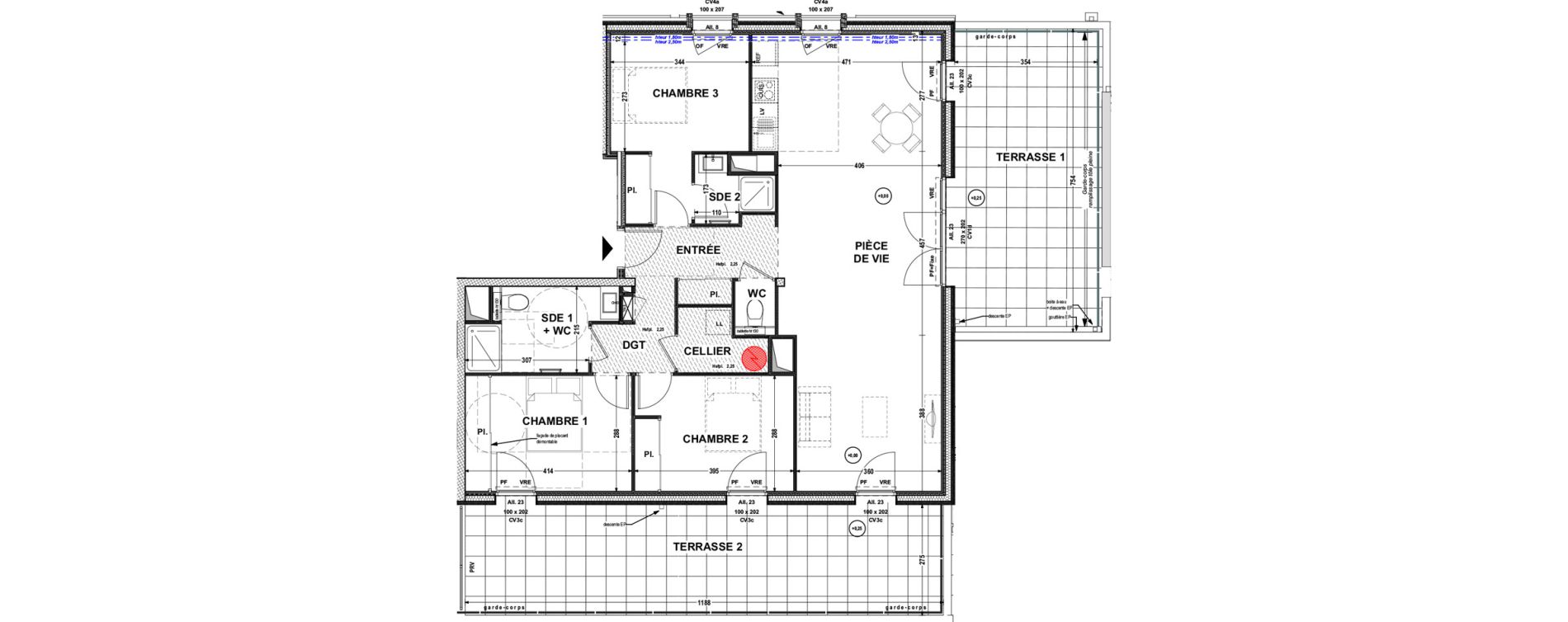 Appartement T4 de 104,32 m2 &agrave; La Roche-Sur-Yon Pentagone