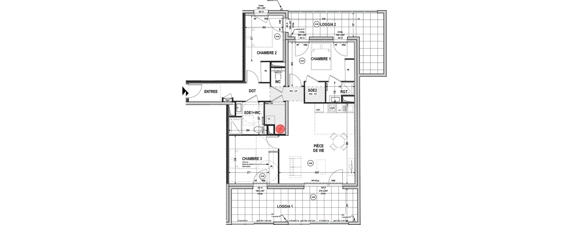 Appartement T4 de 85,55 m2 &agrave; La Roche-Sur-Yon Pentagone
