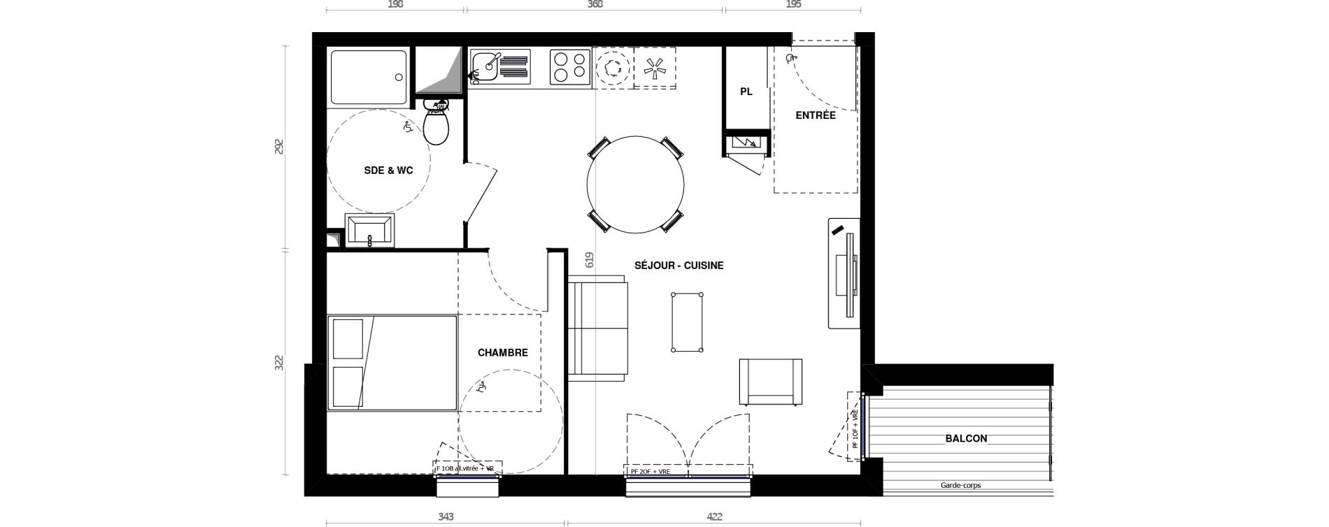 Appartement T2 de 46,10 m2 &agrave; La Roche-Sur-Yon Mon repos - terres noires - forges - branly
