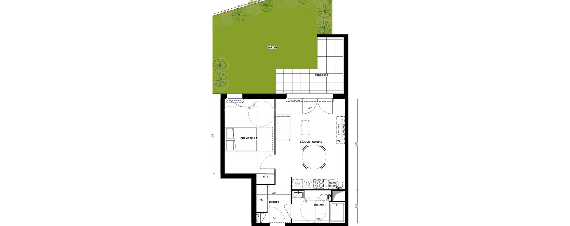 Appartement T2 de 44,10 m2 &agrave; La Roche-Sur-Yon Mon repos - terres noires - forges - branly