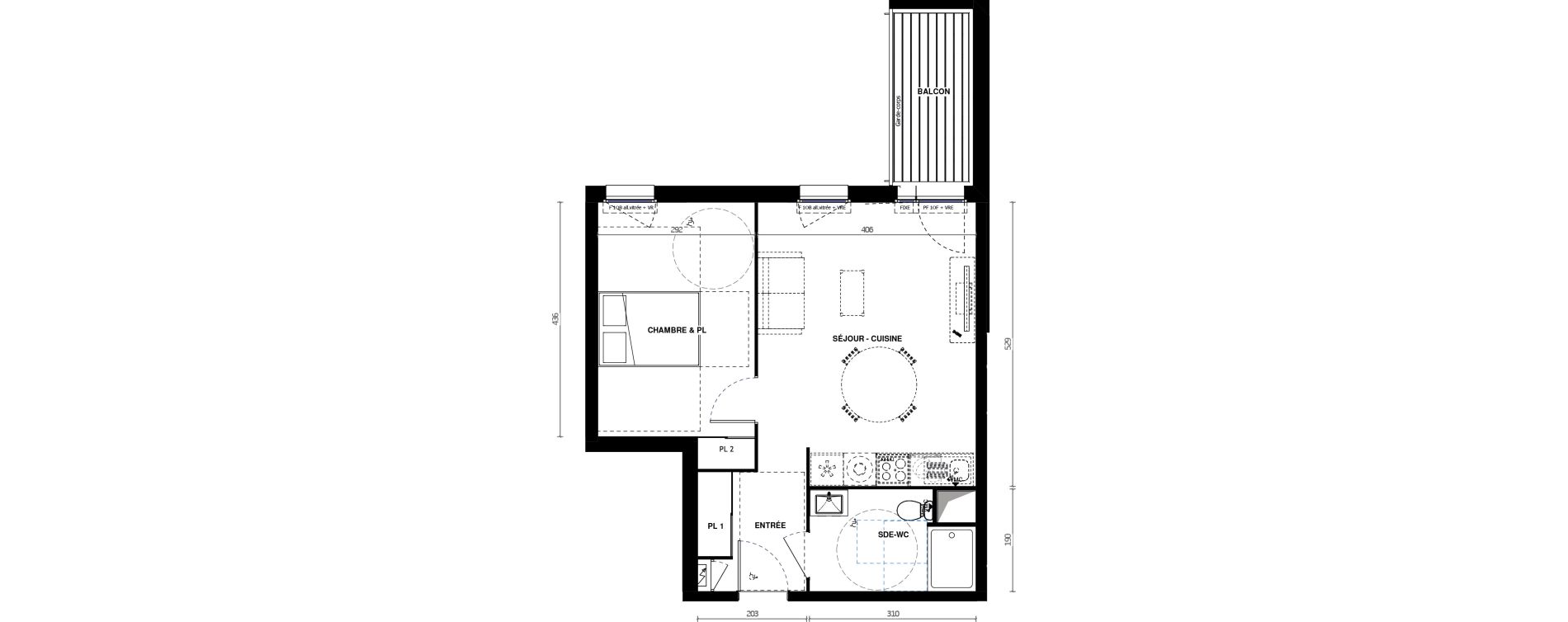 Appartement T2 de 44,10 m2 &agrave; La Roche-Sur-Yon Mon repos - terres noires - forges - branly
