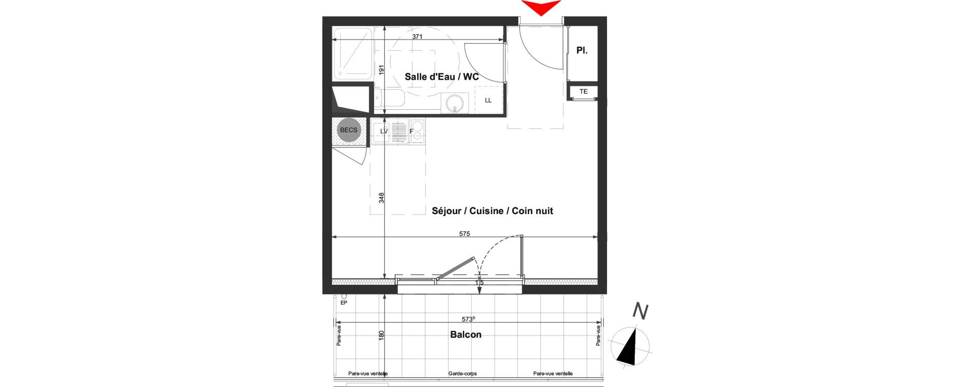 Appartement T1 de 30,03 m2 &agrave; La Roche-Sur-Yon La vigne aux roses