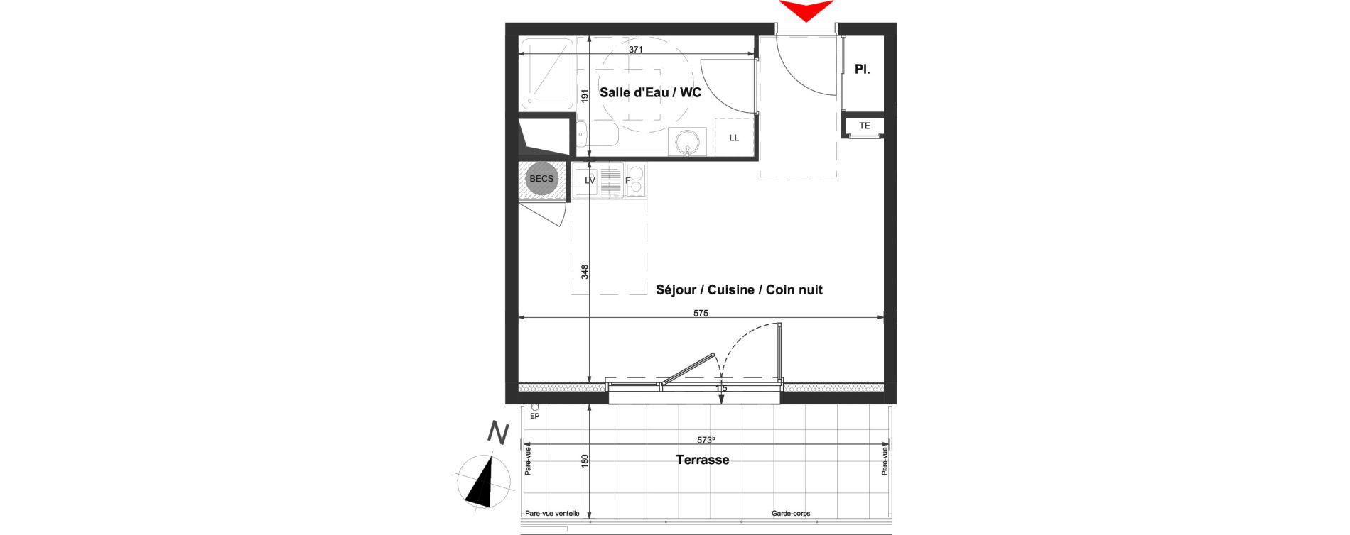 Appartement T1 de 30,03 m2 &agrave; La Roche-Sur-Yon La vigne aux roses