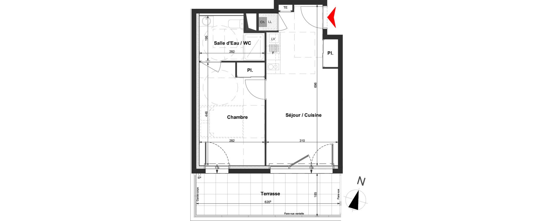 Appartement T2 de 37,68 m2 &agrave; La Roche-Sur-Yon La vigne aux roses