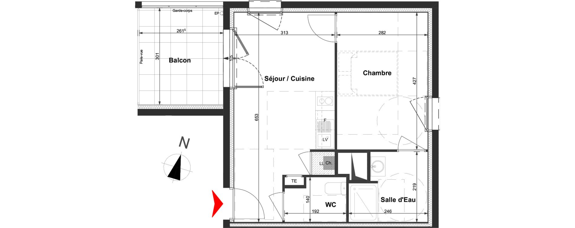 Appartement T2 de 37,18 m2 &agrave; La Roche-Sur-Yon La vigne aux roses