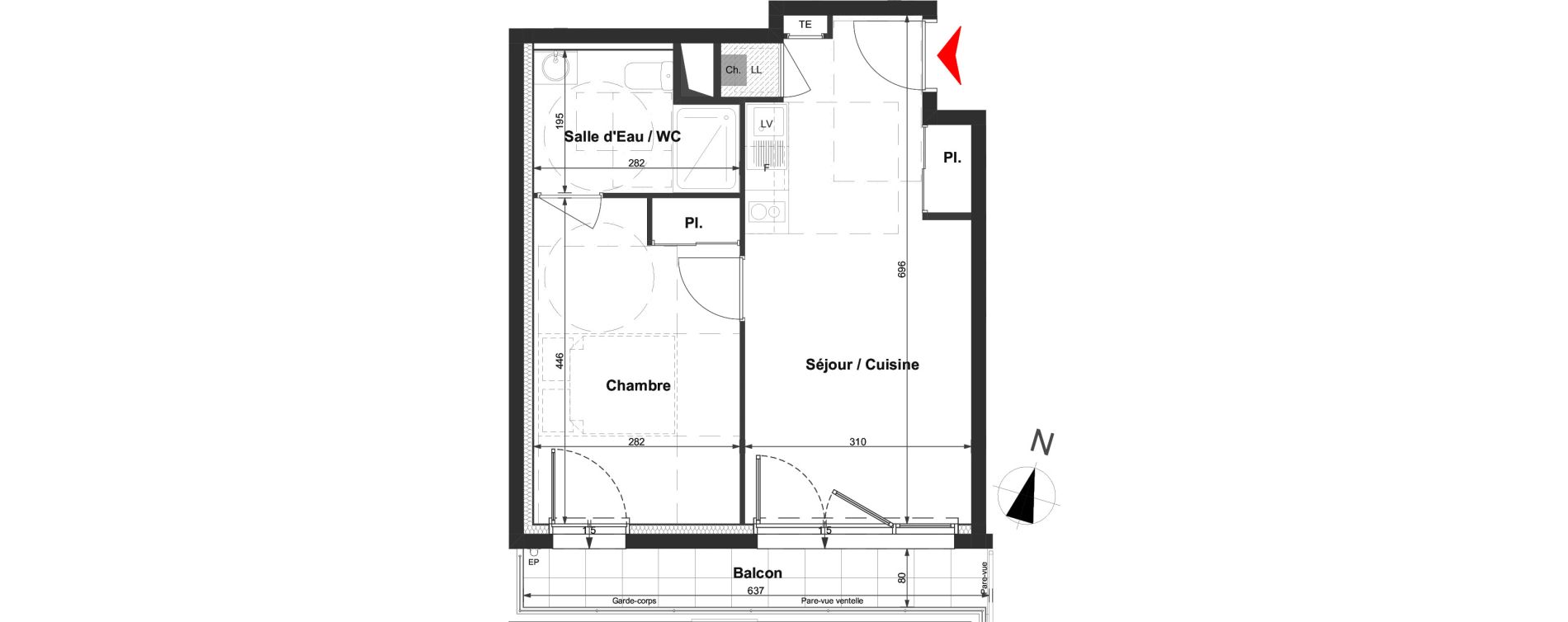 Appartement T2 de 37,66 m2 &agrave; La Roche-Sur-Yon La vigne aux roses