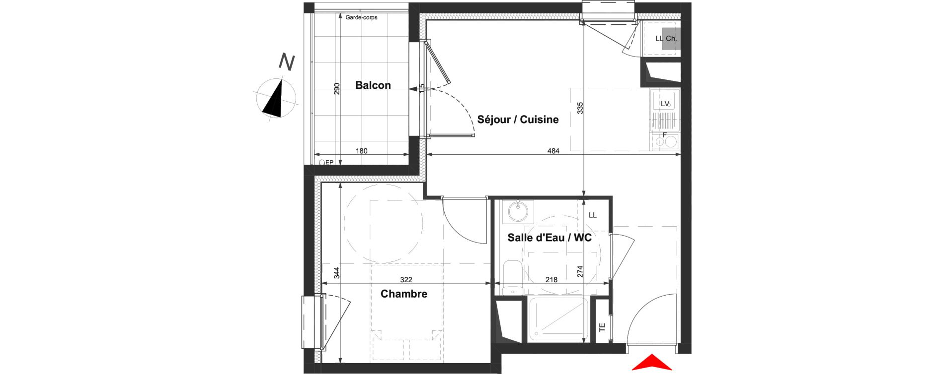 Appartement T2 de 35,17 m2 &agrave; La Roche-Sur-Yon La vigne aux roses