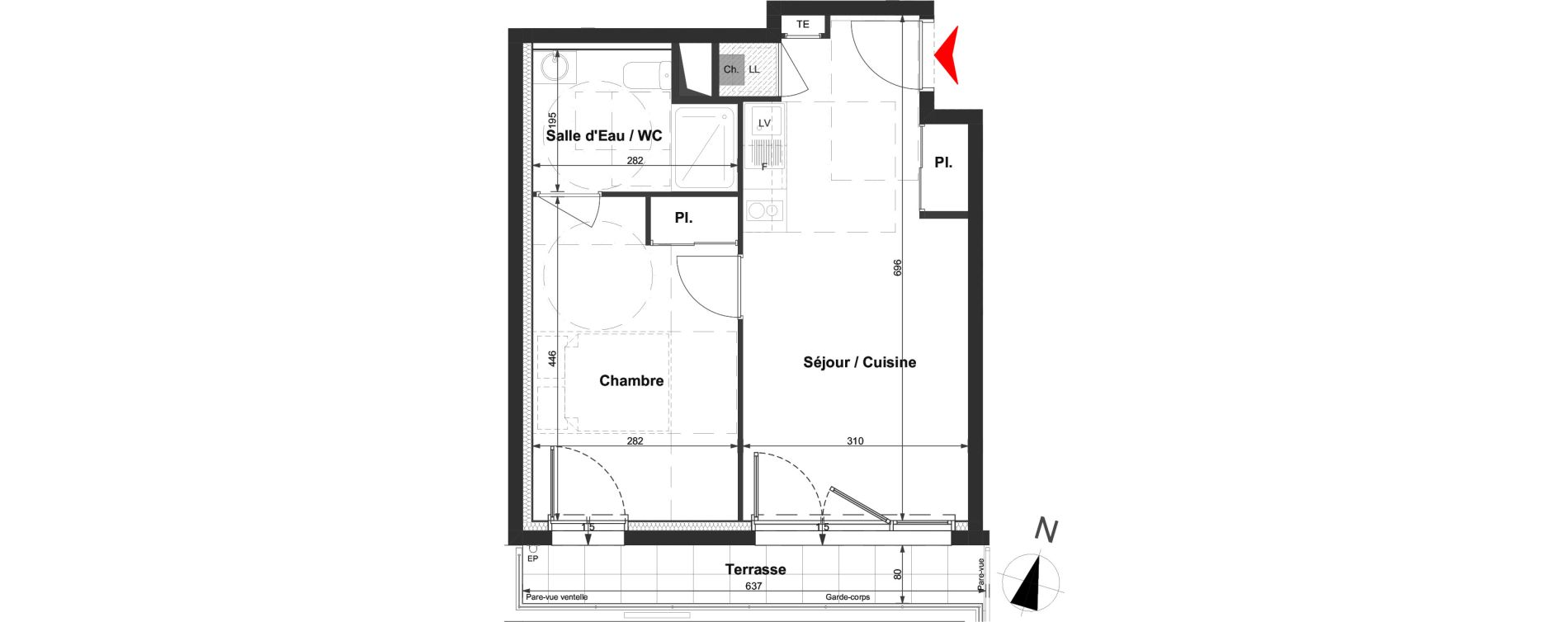 Appartement T2 de 37,66 m2 &agrave; La Roche-Sur-Yon La vigne aux roses