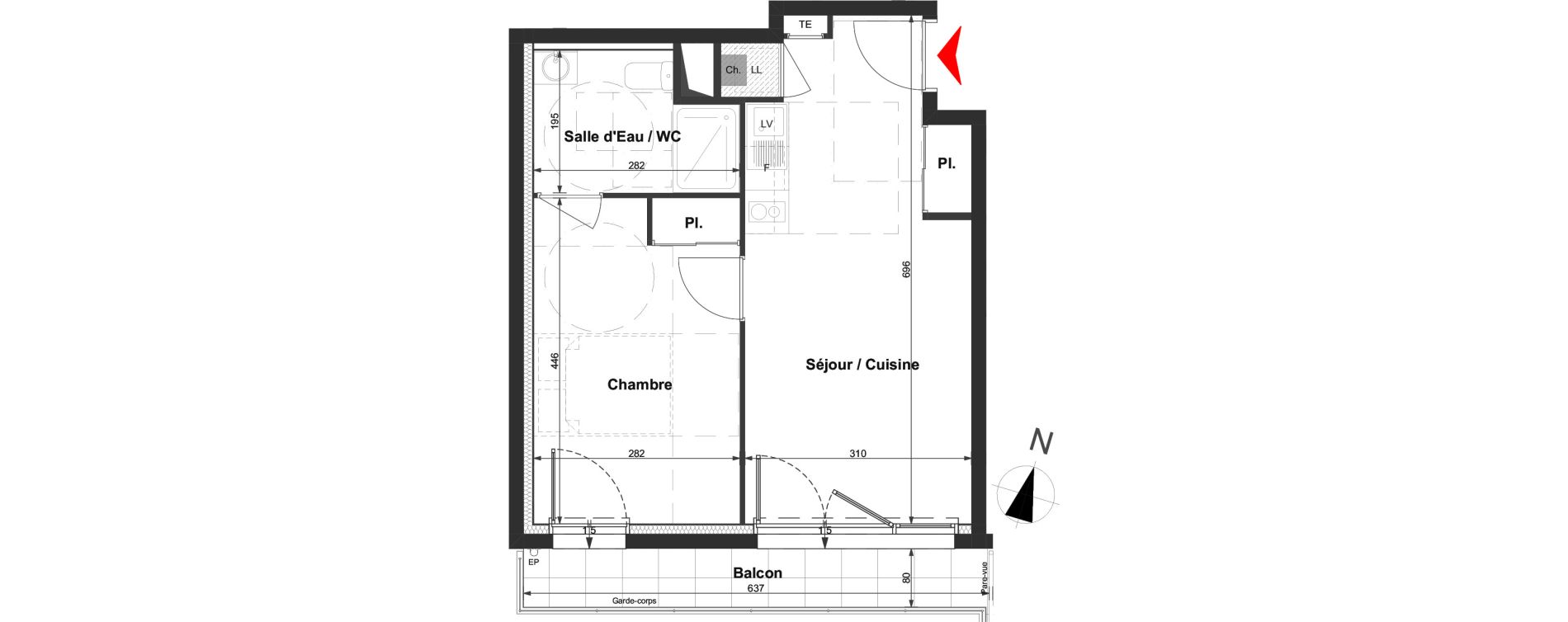 Appartement T2 de 37,66 m2 &agrave; La Roche-Sur-Yon La vigne aux roses