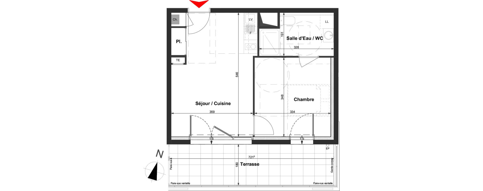 Appartement T2 de 36,91 m2 &agrave; La Roche-Sur-Yon La vigne aux roses