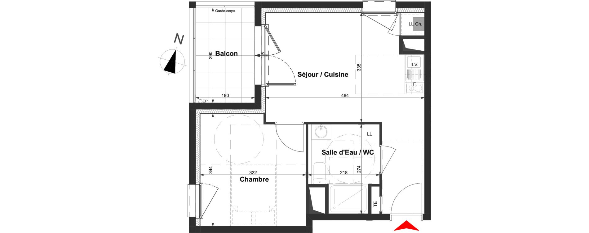 Appartement T2 de 35,17 m2 &agrave; La Roche-Sur-Yon La vigne aux roses