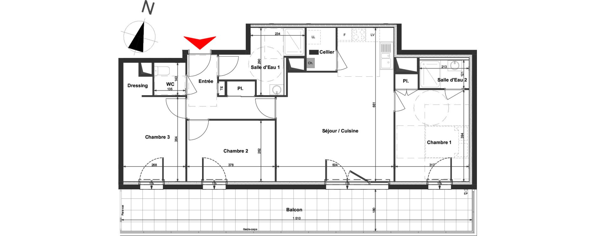 Appartement T4 de 82,06 m2 &agrave; La Roche-Sur-Yon La vigne aux roses