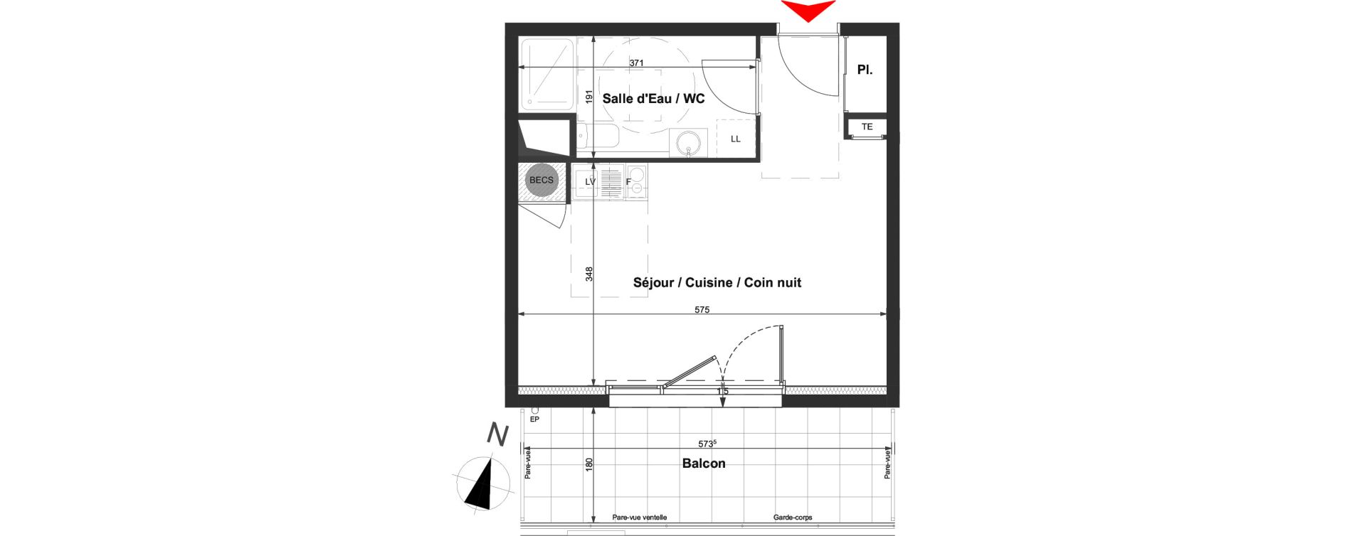 Appartement T1 de 30,03 m2 &agrave; La Roche-Sur-Yon La vigne aux roses