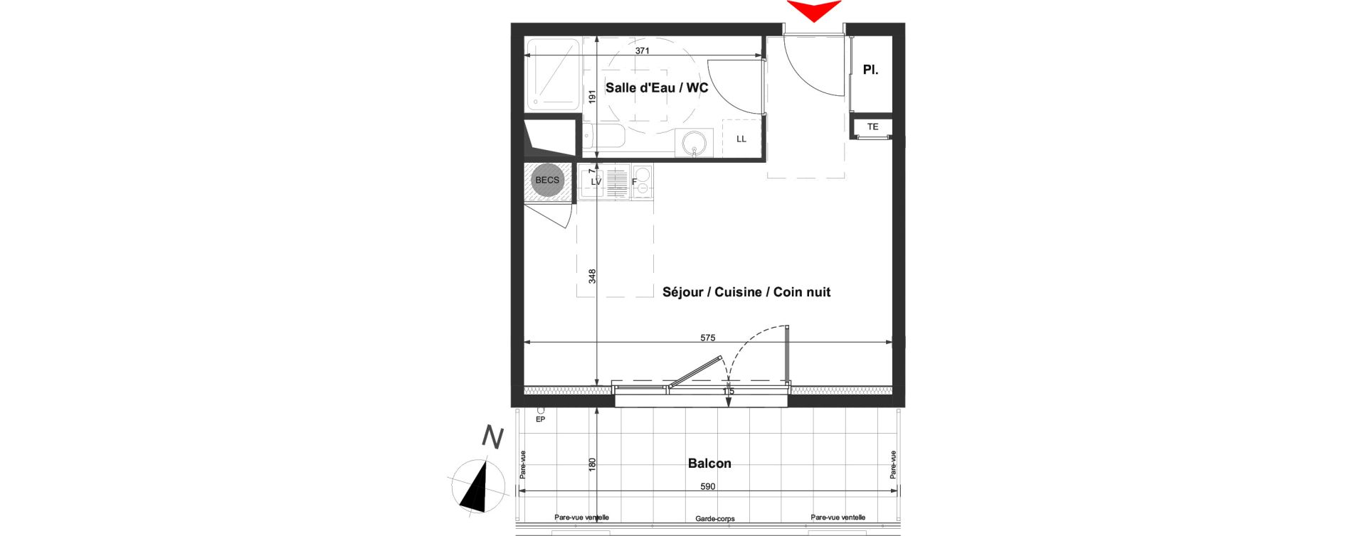 Appartement T1 de 30,03 m2 &agrave; La Roche-Sur-Yon La vigne aux roses