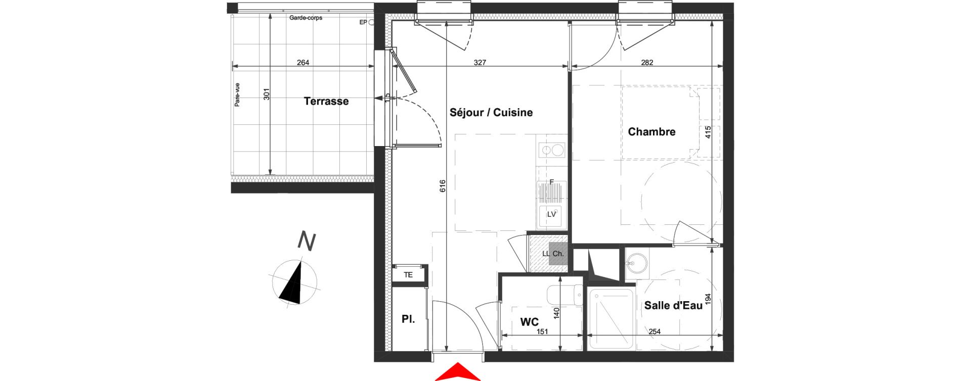 Appartement T2 de 36,11 m2 &agrave; La Roche-Sur-Yon La vigne aux roses