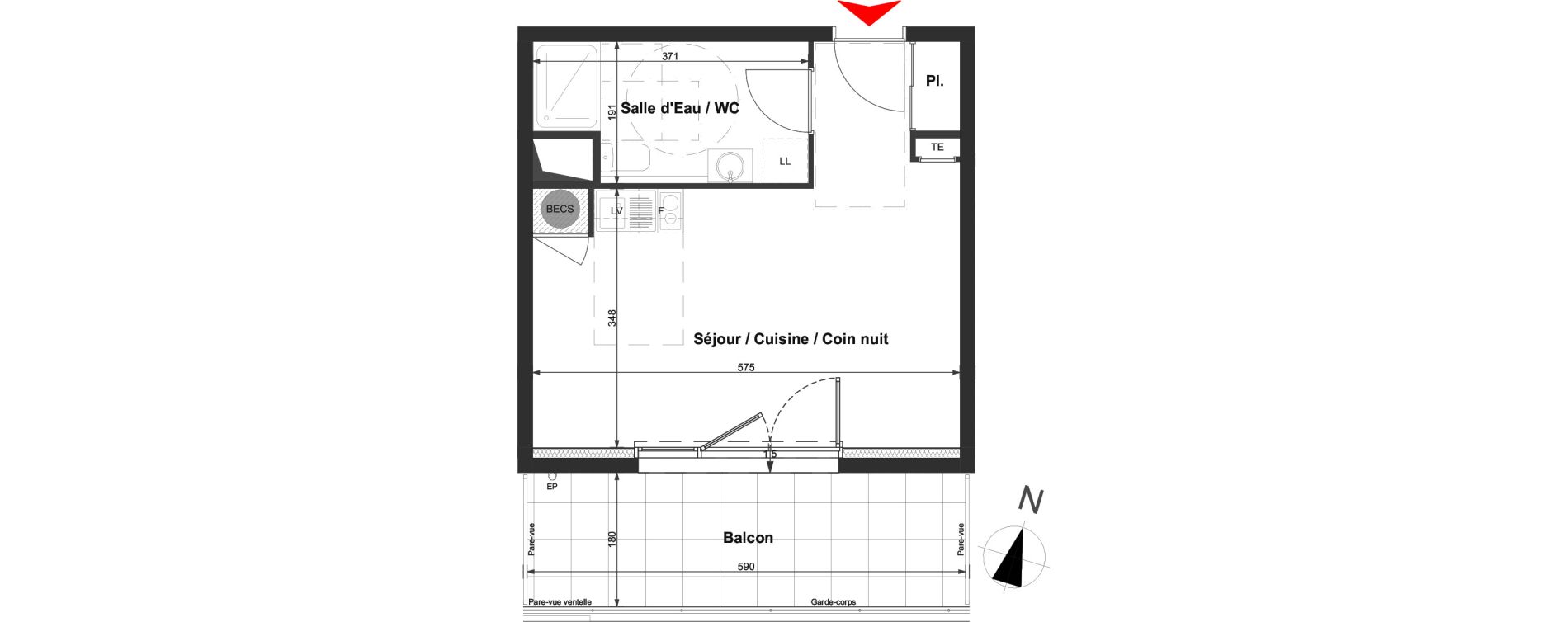 Appartement T1 de 30,03 m2 &agrave; La Roche-Sur-Yon La vigne aux roses