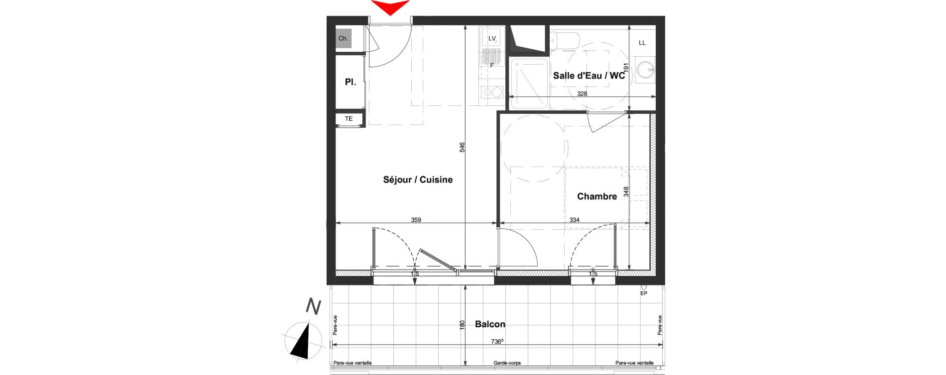 Appartement T2 de 36,91 m2 &agrave; La Roche-Sur-Yon La vigne aux roses