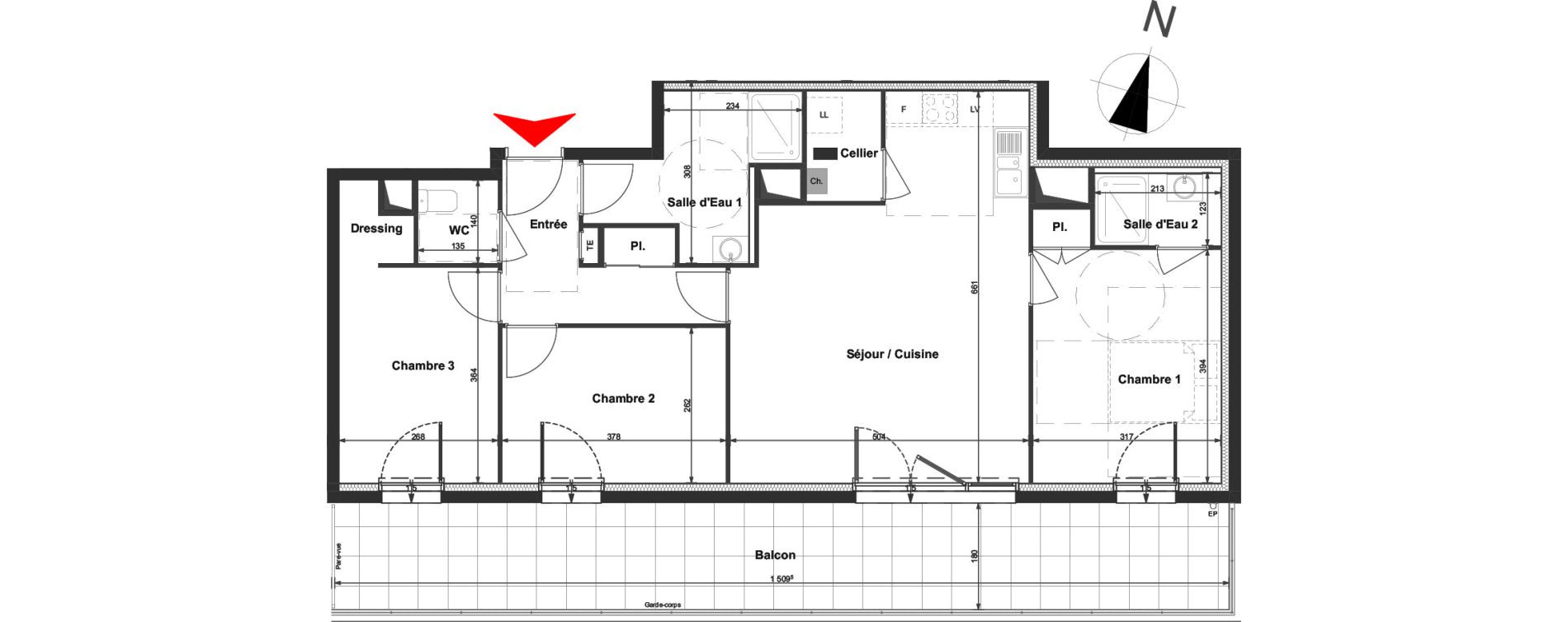 Appartement T4 de 82,06 m2 &agrave; La Roche-Sur-Yon La vigne aux roses