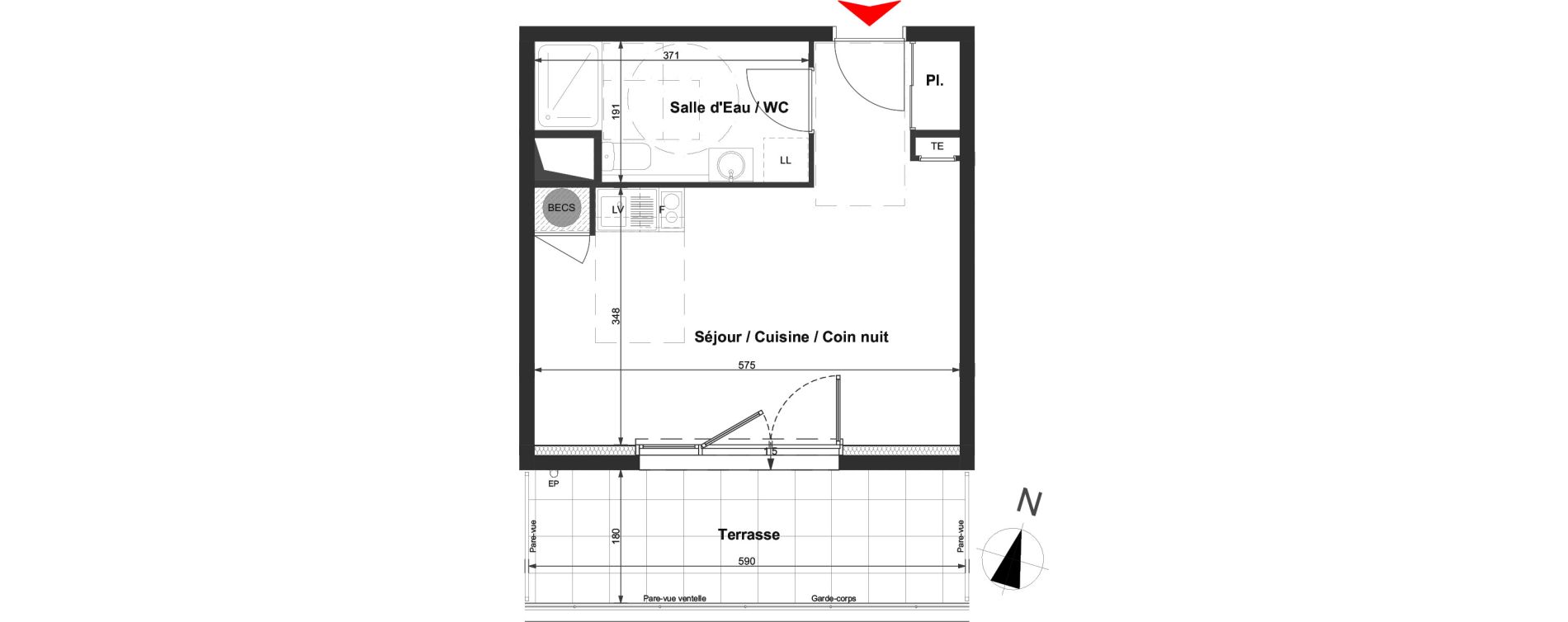 Appartement T1 de 30,03 m2 &agrave; La Roche-Sur-Yon La vigne aux roses