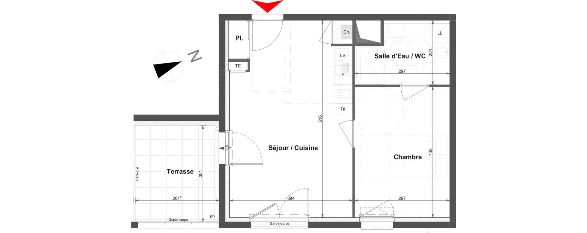 Appartement T2 de 40,75 m2 &agrave; La Roche-Sur-Yon La vigne aux roses