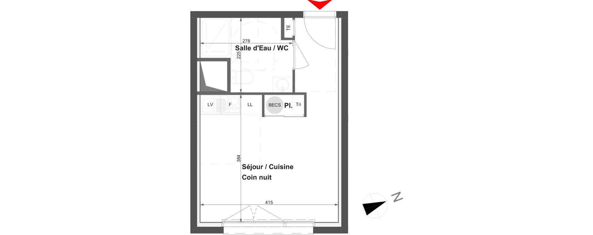 Appartement T1 de 23,90 m2 &agrave; La Roche-Sur-Yon La vigne aux roses