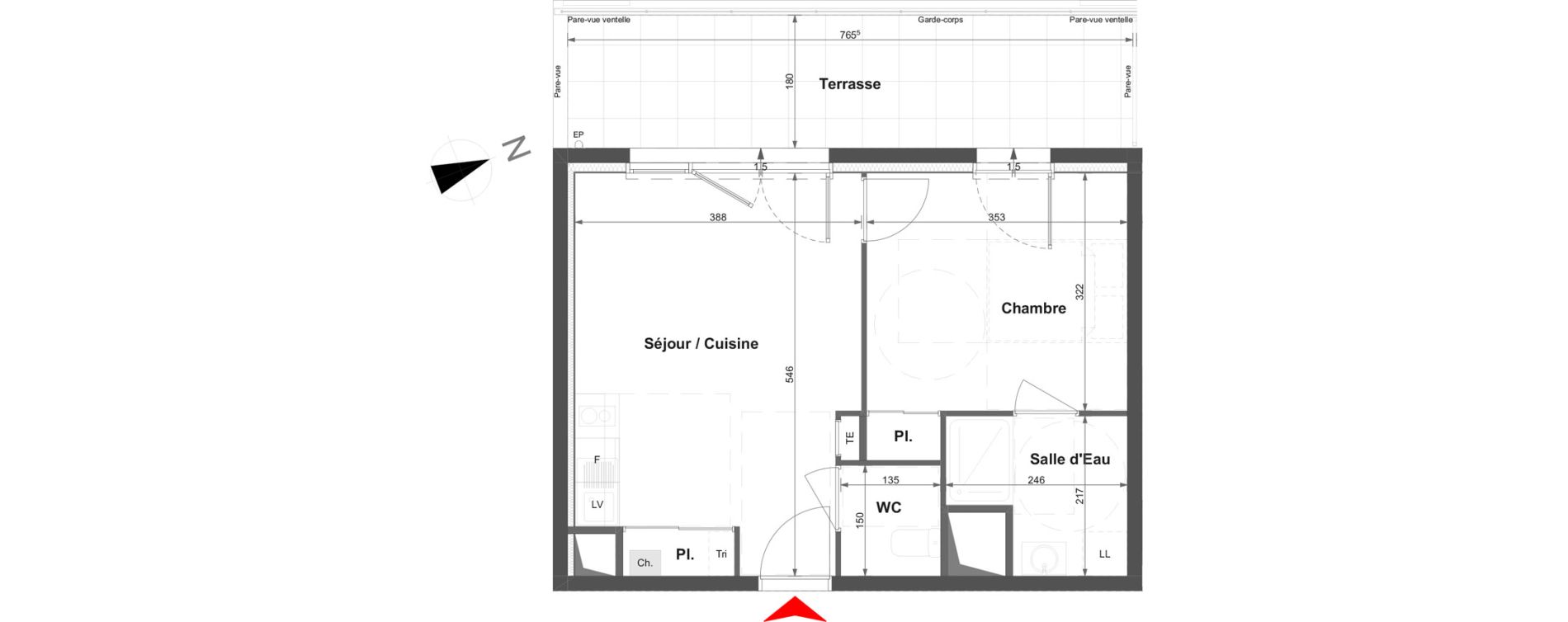 Appartement T2 de 38,45 m2 &agrave; La Roche-Sur-Yon La vigne aux roses