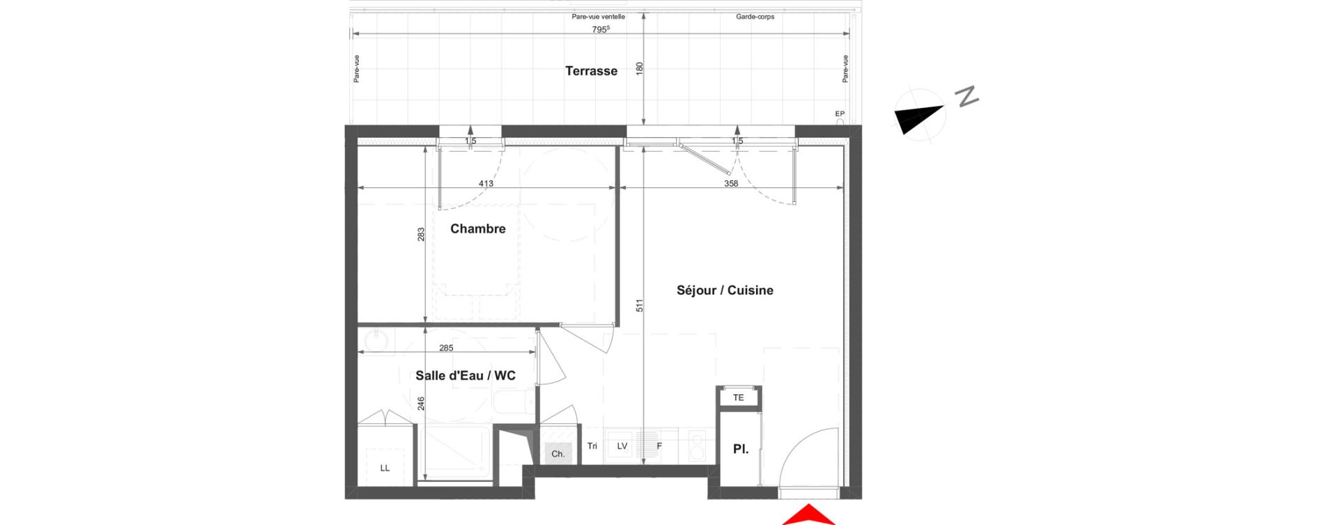 Appartement T2 de 39,51 m2 &agrave; La Roche-Sur-Yon La vigne aux roses