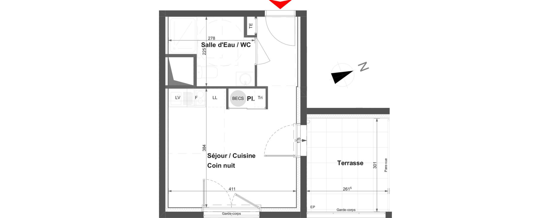 Appartement T1 de 23,75 m2 &agrave; La Roche-Sur-Yon La vigne aux roses