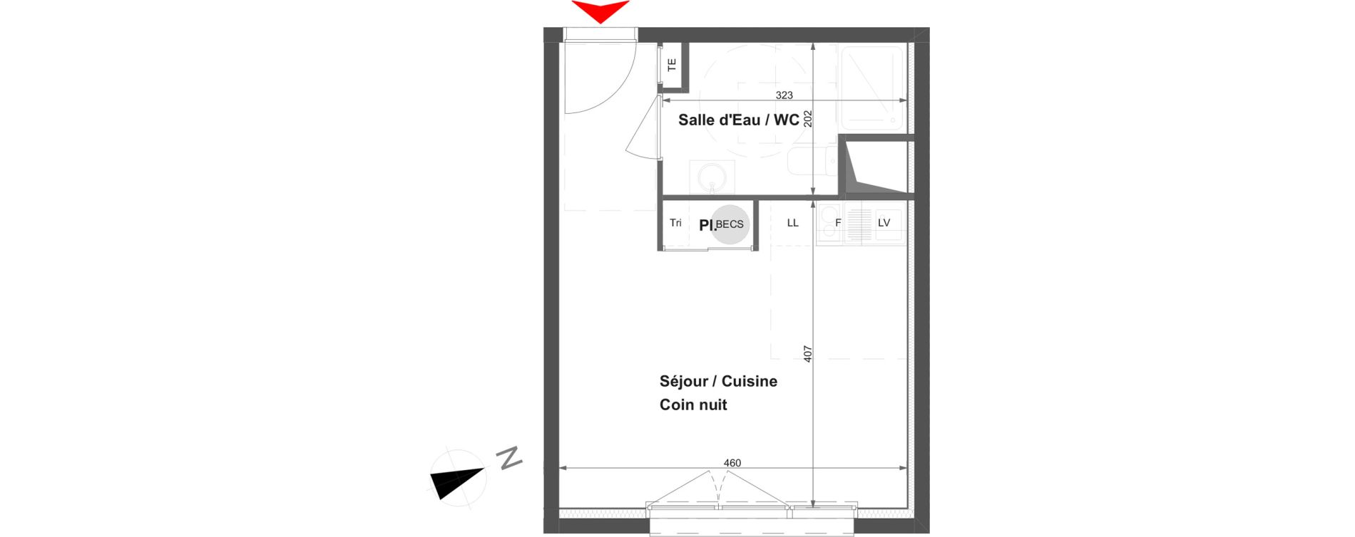 Appartement T1 de 26,90 m2 &agrave; La Roche-Sur-Yon La vigne aux roses