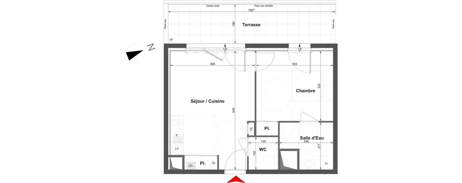 Appartement T2 de 38,45 m2 &agrave; La Roche-Sur-Yon La vigne aux roses