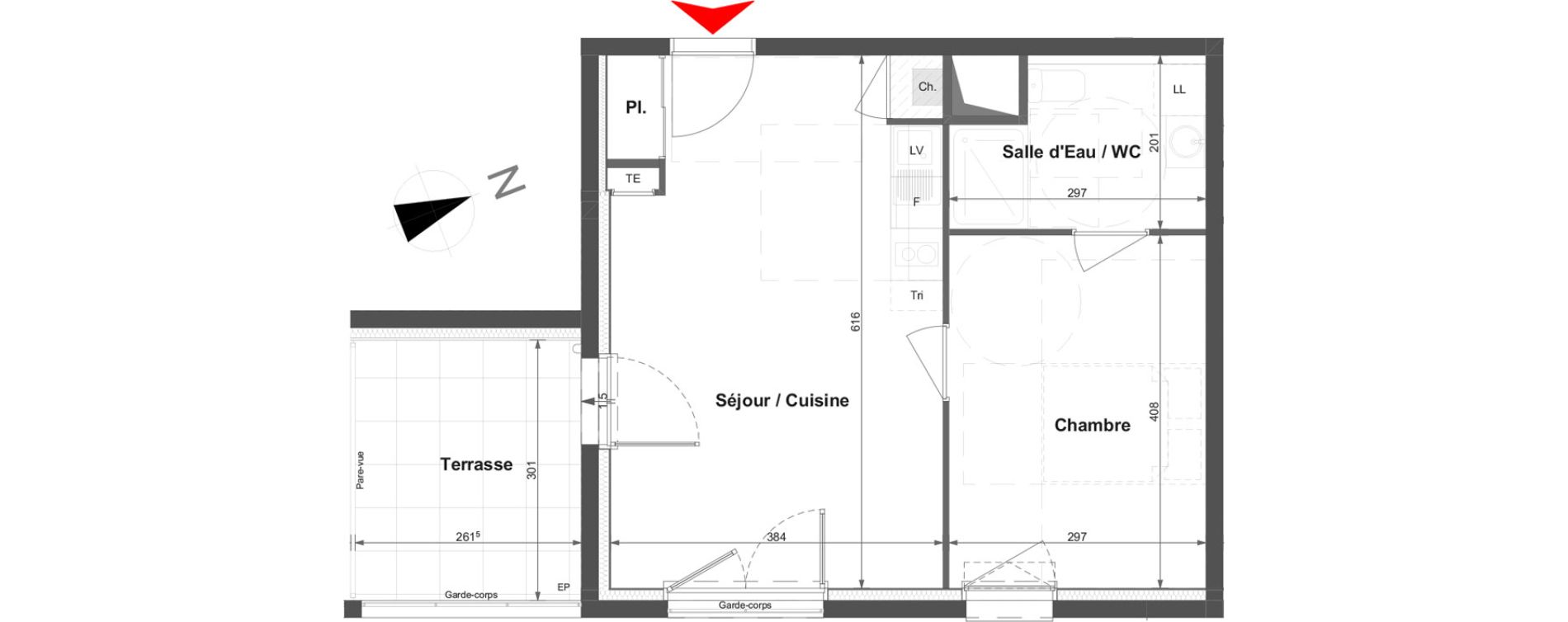 Appartement T2 de 40,75 m2 &agrave; La Roche-Sur-Yon La vigne aux roses