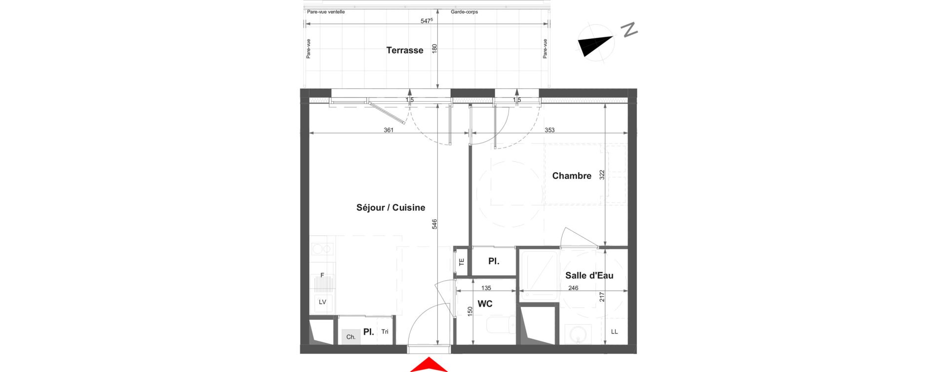 Appartement T2 de 36,97 m2 &agrave; La Roche-Sur-Yon La vigne aux roses