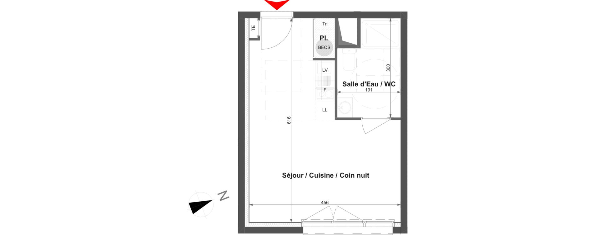 Appartement T1 de 26,84 m2 &agrave; La Roche-Sur-Yon La vigne aux roses