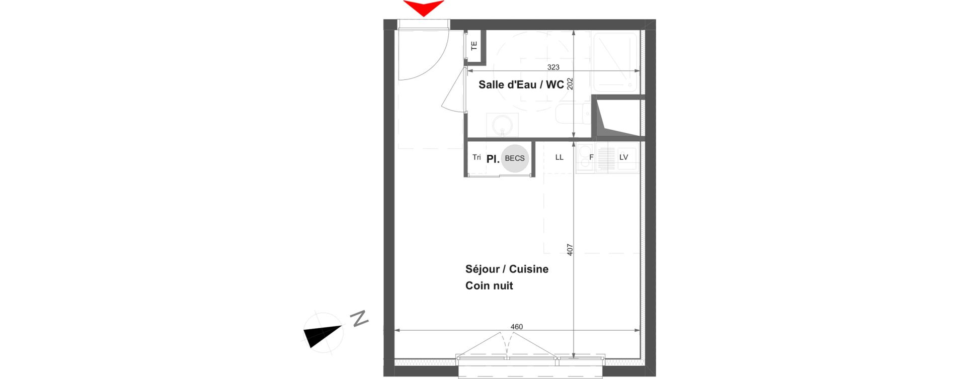 Appartement T1 de 26,90 m2 &agrave; La Roche-Sur-Yon La vigne aux roses