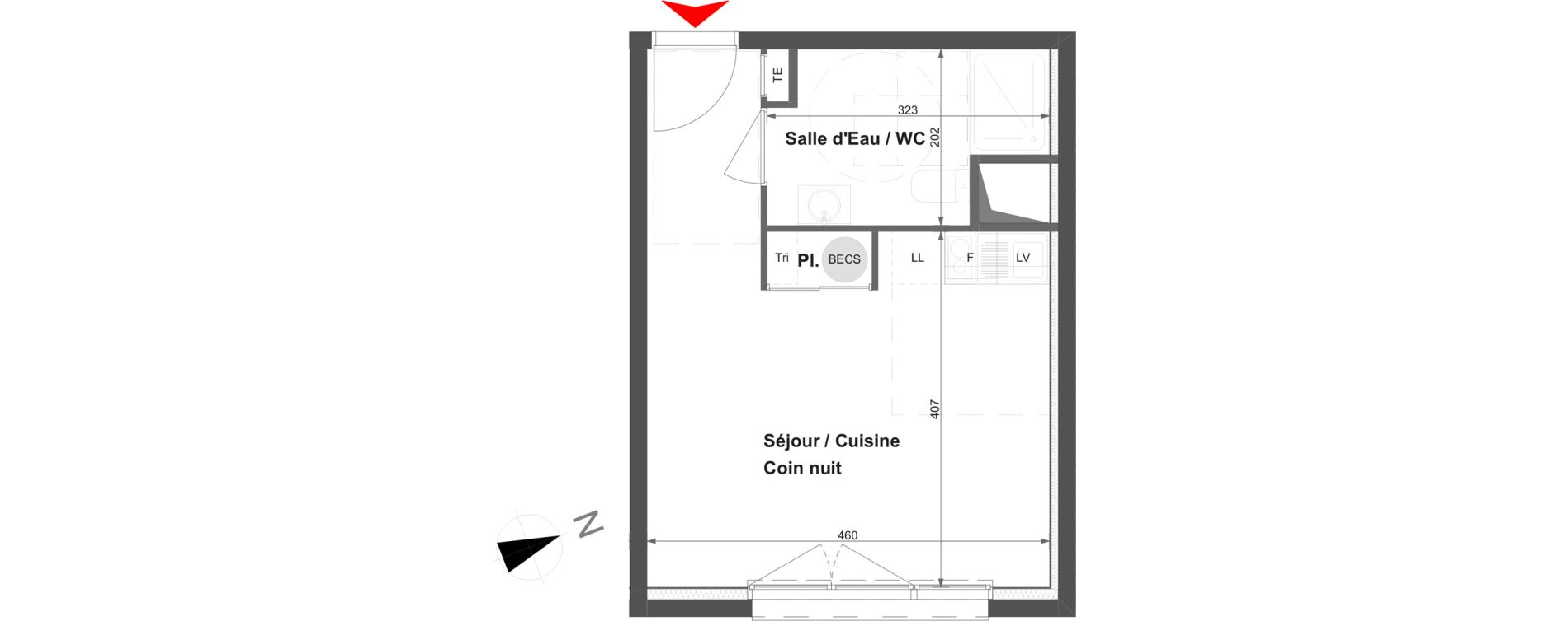 Appartement T1 de 26,90 m2 &agrave; La Roche-Sur-Yon La vigne aux roses