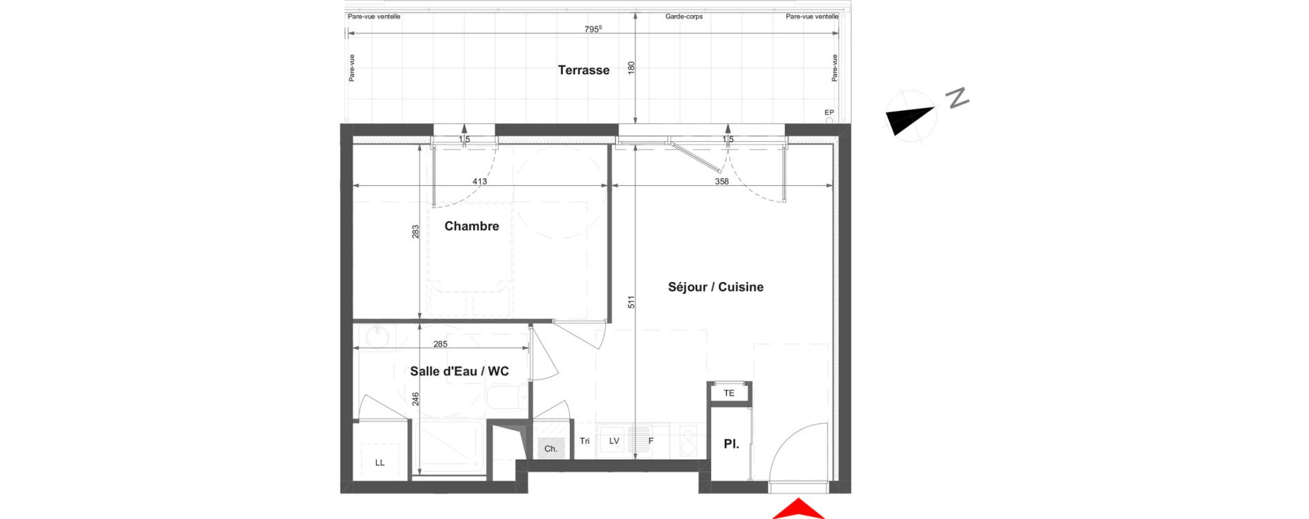 Appartement T2 de 39,51 m2 &agrave; La Roche-Sur-Yon La vigne aux roses