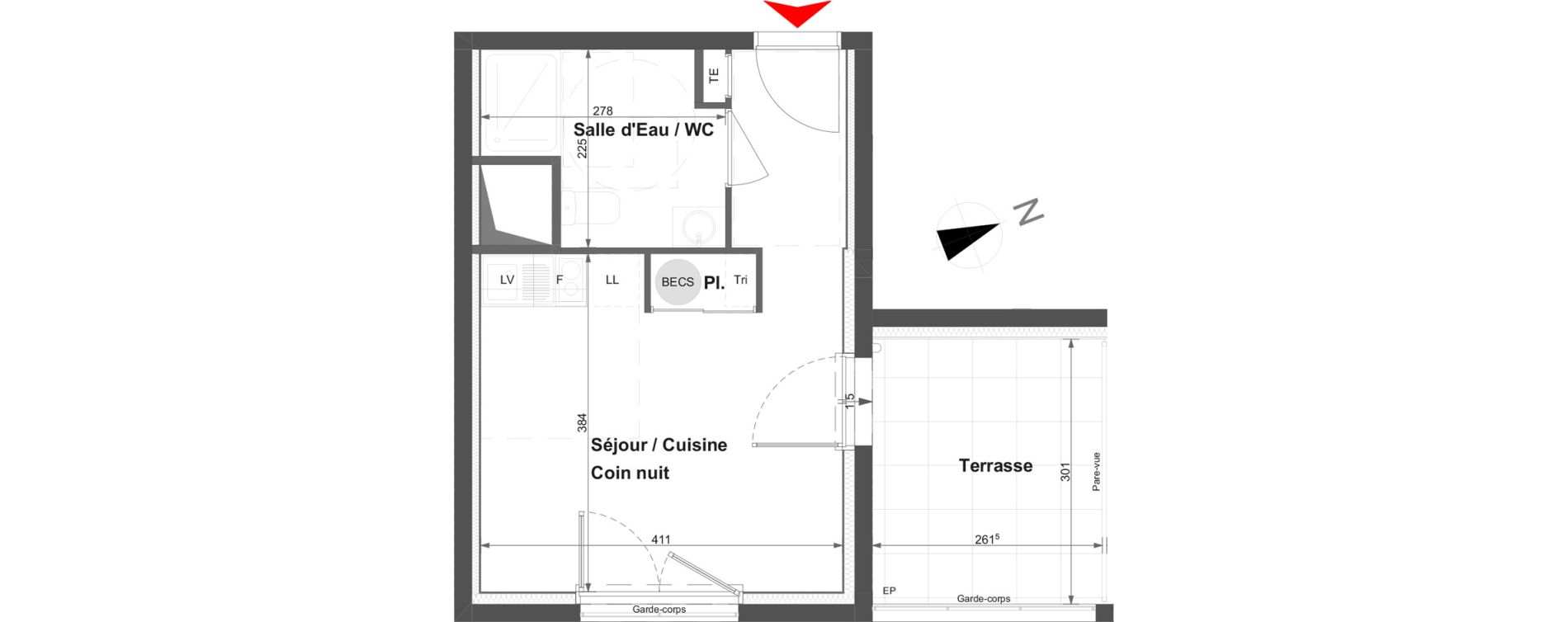 Appartement T1 de 23,75 m2 &agrave; La Roche-Sur-Yon La vigne aux roses