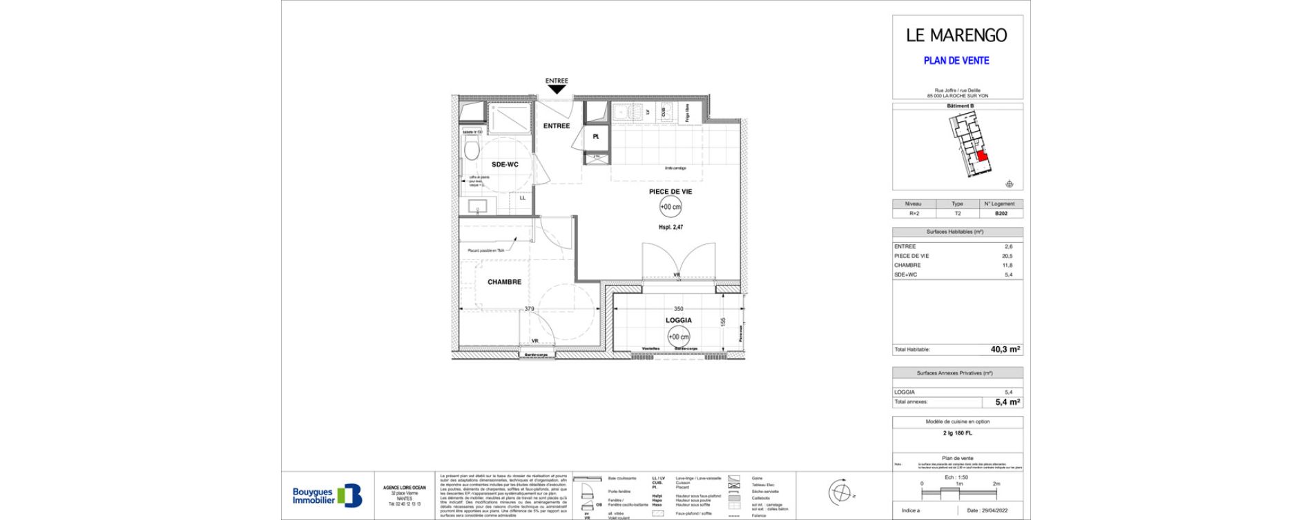 Appartement T2 de 40,40 m2 &agrave; La Roche-Sur-Yon Pentagone