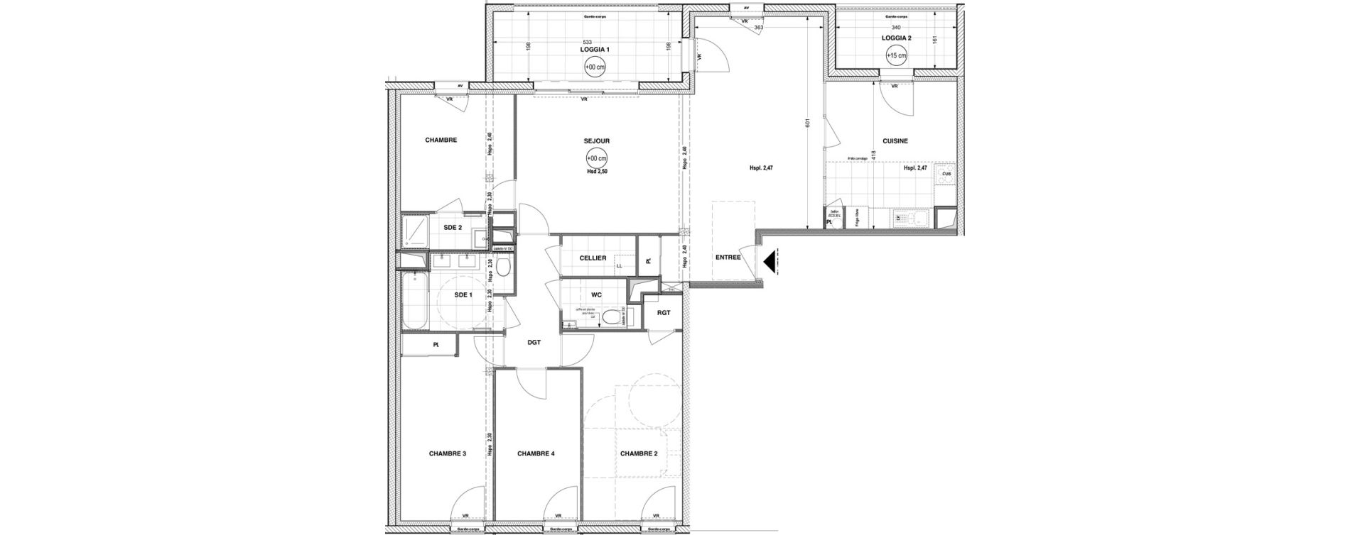 Appartement T5 de 131,60 m2 &agrave; La Roche-Sur-Yon Pentagone