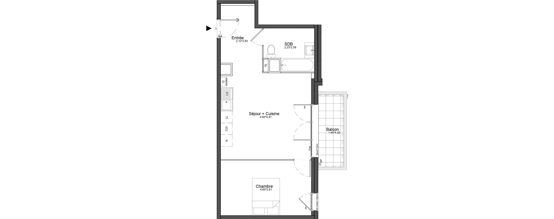 Appartement T2 de 44,88 m2 &agrave; La Roche-Sur-Yon La petite rochette