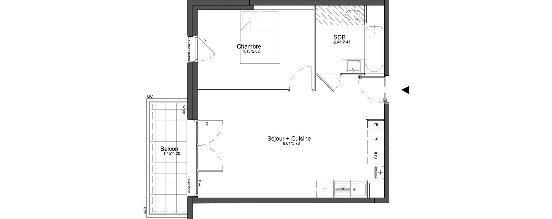 Appartement T2 de 42,75 m2 &agrave; La Roche-Sur-Yon La petite rochette