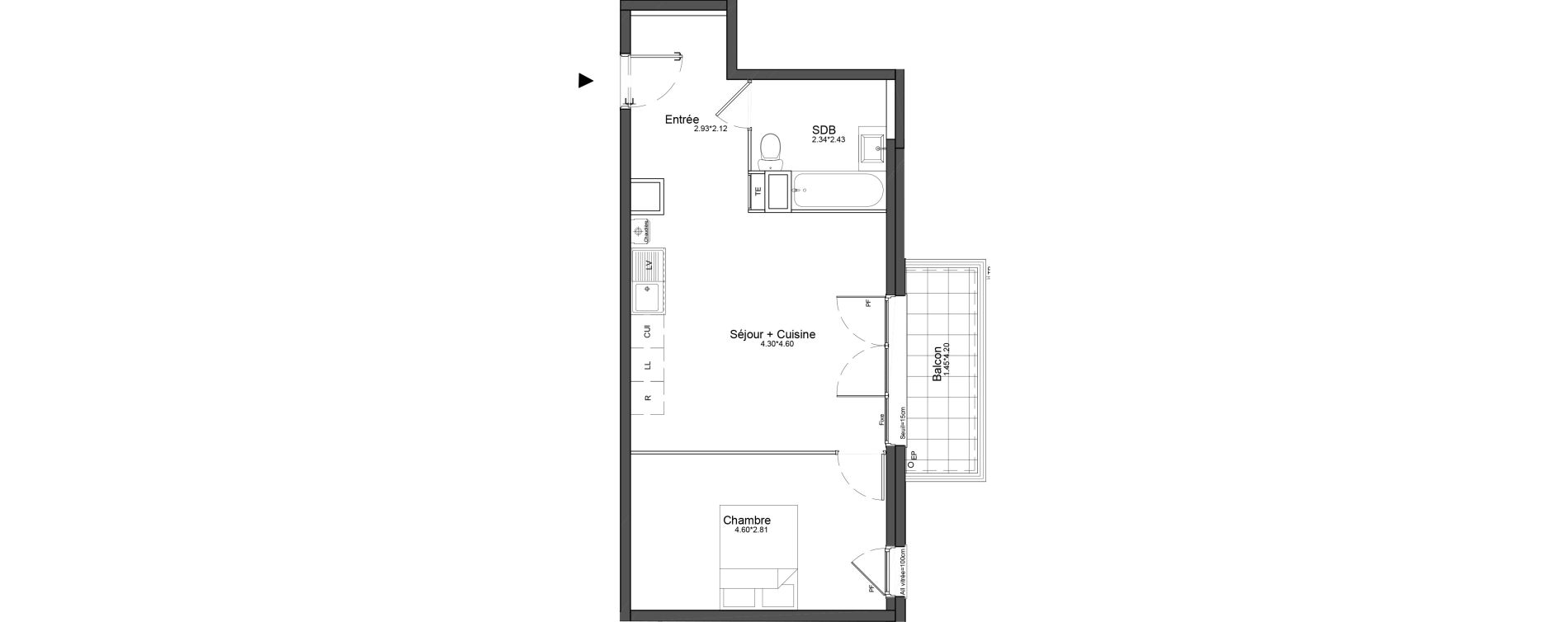 Appartement T2 de 44,62 m2 &agrave; La Roche-Sur-Yon La petite rochette