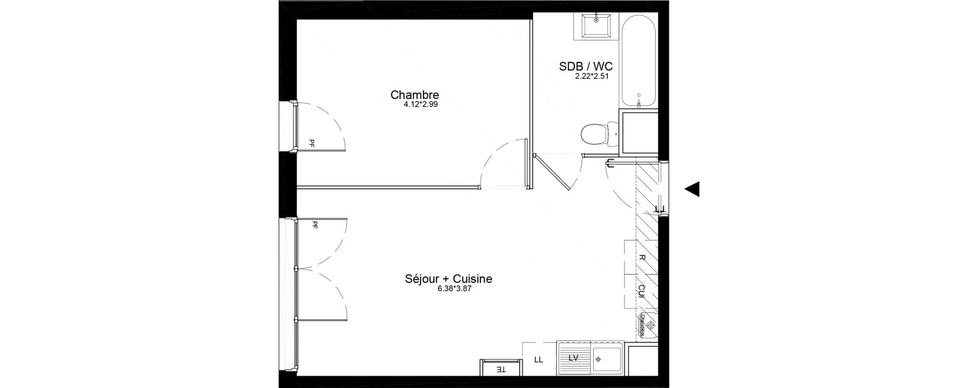 Appartement T2 de 38,90 m2 &agrave; La Roche-Sur-Yon La petite rochette