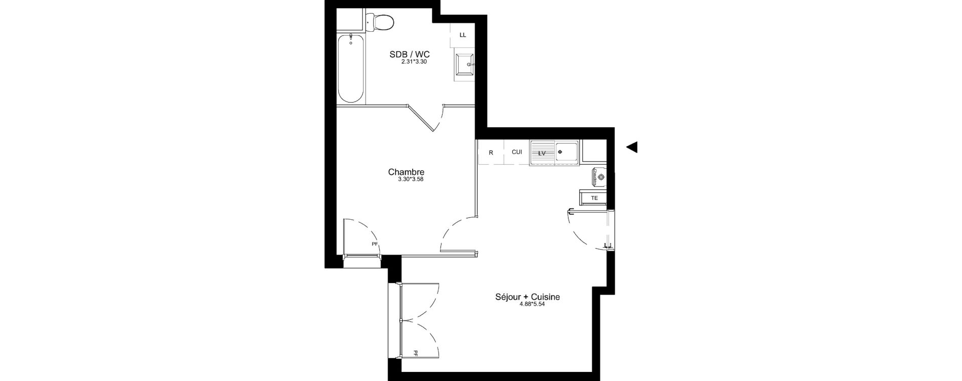 Appartement T2 de 39,17 m2 &agrave; La Roche-Sur-Yon La petite rochette